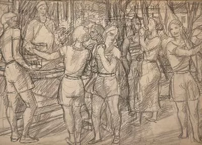 [Мир Искусства] Шевченко Александр Васильевич (1883-1948) - В парке отдыха.1930-е гг Бумага, ...
