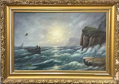 (П) Неизвестный художник (Мастерская ДЮКАМЕН) Рыбацкая шхуна, ХХ в.