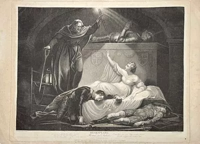 (М) Гравер П. Саймон по оригиналу Джеймса Норткота (1746-1831) - Иллюстрация к пьесе Уильяма ...