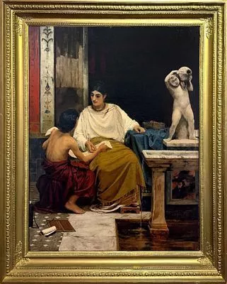 (М) Киселев Александр Алексеевич (1855-после 1918) Приход из школы (Сцена из римской жизни) 1887 г.