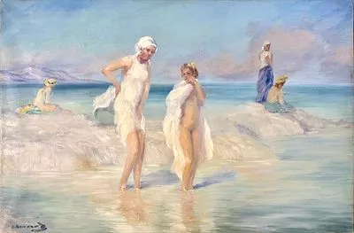 (М) Шмаров Павел Дмитриевич (1874-1950) - Вечернее купание. 1920-е-1930-е гг. Холст, масло. ...