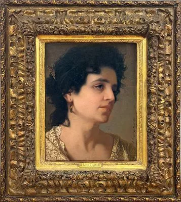 (М) Риццони Александр Антонович (1836-1902) - Женский портрет. 1898 г. Холст, масло. 32,7 х ...