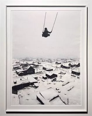 (М) Волков Игорь Александрович (1986 г.р.) - Качели. 2025 г. Бумага, акварель. 82 х 61 см ...
