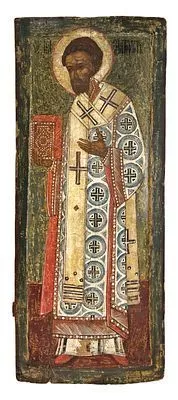 [ТОП-ЛОТ] (П) Икона "Св. Иоанн Златоуст". XVI в. Вологодские земли. Дерево, грунт, темпера, ...