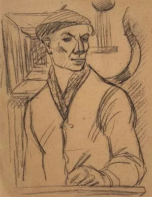 [Ученики КВП] Кукс Миней Ильич (1902–1978) Автопортргет. 1950-е гг.
44 х 34 см

бумага, карандаш

Миней Ильич Кукс (1902-1978). «Охотники на Алтае». 1939. Бумага, автолитография. 58×44 см (лист); 44×33,5 см (оттиск). Слева под оттиском — литографированное