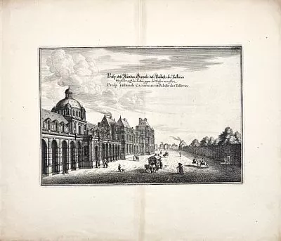 (М) Гравер Жан Моро (1619-1679) - Дворец Тюильри. Бумага, офорт. 31,6 х 36,5 см