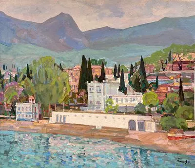 (П) Тимков Николай Ефимович (1912 - 1993) - Гурзуф. 1970 г. Картон, масло. 60 х 50 см Подпись и ...