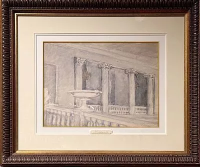 (П) Остроумова-Лебедева Анна Петровна (1871 -1955) - Колоннада. 1918 г. Бумага, акварель. 31 х ...