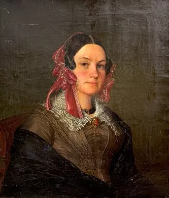 (П) Неизвестный художник - Портрет девушки. 1840-е гг. Холст, масло. 72 х 63 см Холст ...