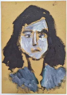 (П) Гликман Гавриил Давидович (1913-2003) - Голова девушки. Картон, темпера 59,5 х 42 см ...
