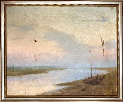 (П) [Приписывается] Кравченко Николай Иванович (1867–1941) - Пейзаж с лодкой. 1903 (?). Холст, ...