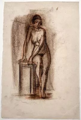 [Мир Искусства] Кравченко Алексей Ильич (1889-1940) - Модель. 1930 е гг Бумага, сепия, сангина, ...