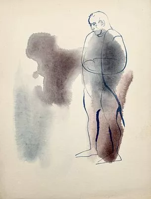 (М) Г. А. В. Траугот - Иллюстрация к "Маленьким трагедиям". 1980-е гг. Бумага, акварель, 25,3 х ...