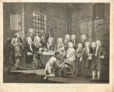 (М) Гравер Дж. Кук по картине Уильяма Хогарта (1697-1764) - Байнбридж судим в Палате Общин за ...