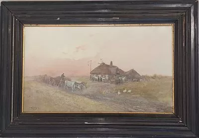 (П) Каразин Николай Николаевич (1842 — 1908) - Сельский пейзаж. 1903 г. Картон, гуашь 54 х 33 ...