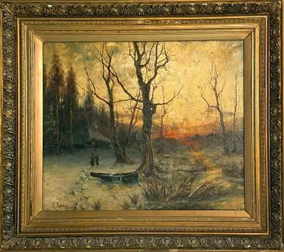 (П) [Приписывается] Цигус Павел (конец XIX - начало ХХ вв.) - Зимний пейзаж, начало XX в. ...